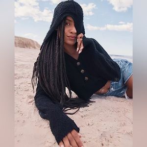 Free People Found My Friend Hoodie Black Small